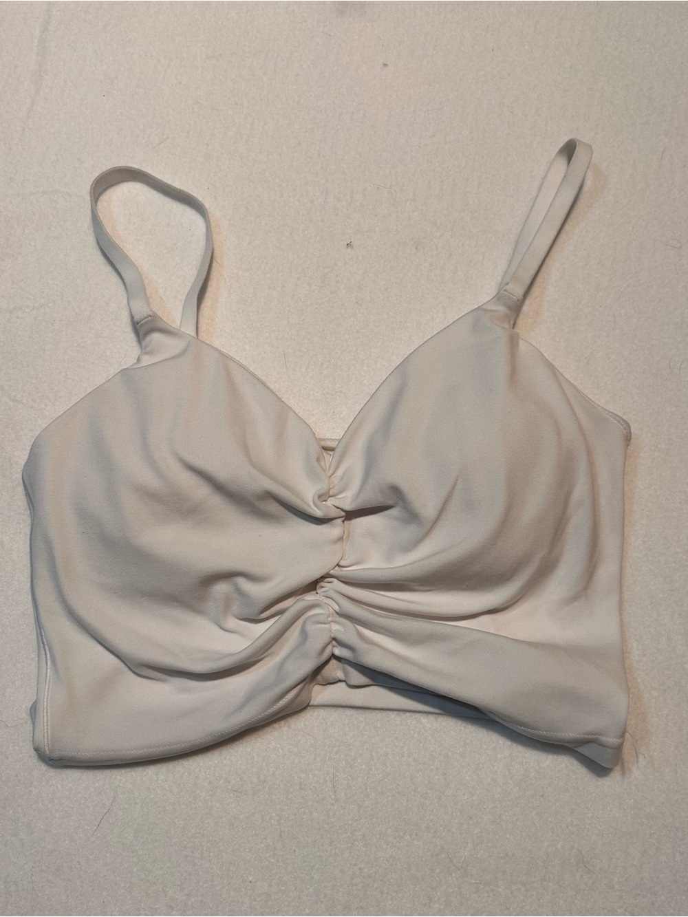 OFFLINE by Aerie Real Me White Ruched Front Strappy Longline Sports Bra Crop XS